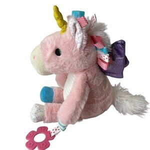 Make Believe Ideas Unicorn Plush Pink Crinkle Teether Rattle Sensory Snuggables
